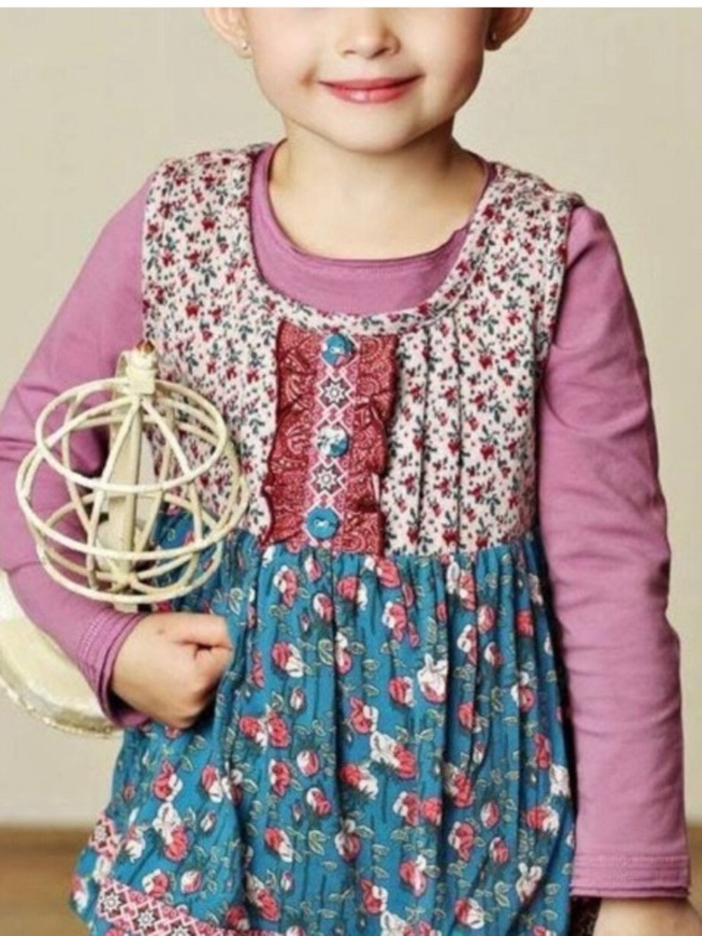 Matilda Jane Pink Purple Teal Floral Layered Top 6Y - Picture 2 of 10